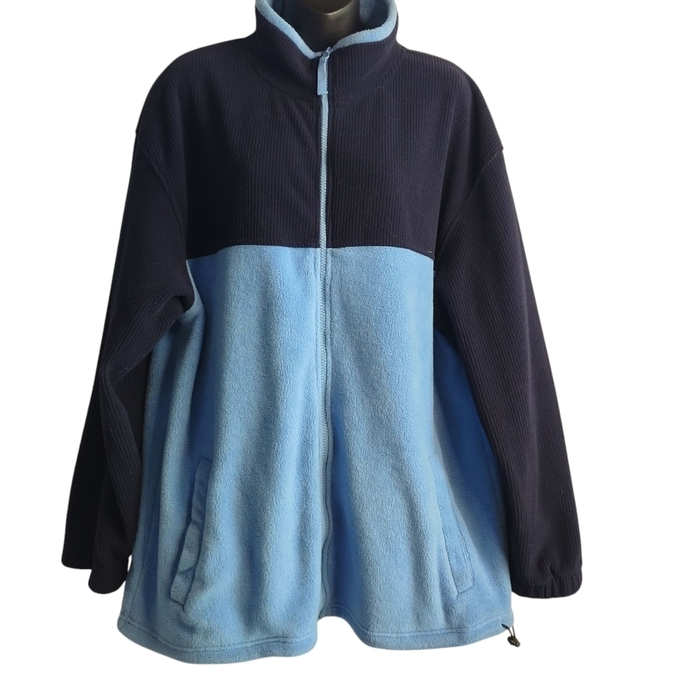 Highland Men's Blue Fleece Pullover Sweatshirt Zip Up Cozy Size Large